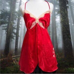 Secret Treasures Red and Cream Lace Chemise